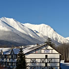 Winter setting of the Hudson Bay Lodge in Smithers, B.C.