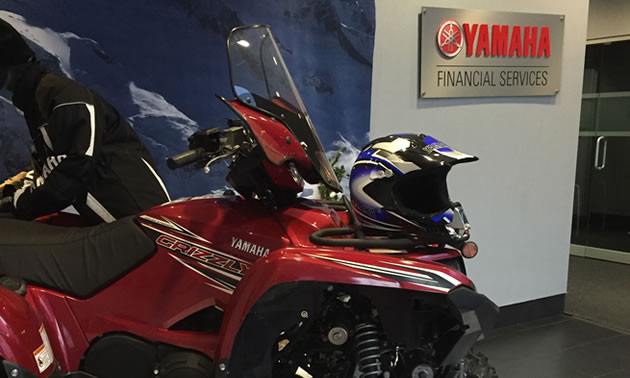 Picture of Yamaha vehicle in their head office lobby.
