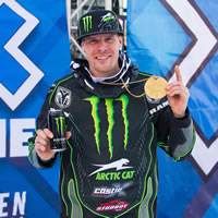 Tucker Hibbert holding his gold metal at the Xgames