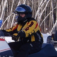 Betty Ladouceur on her snowmobile. 