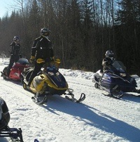 Westlock's Pembina Drift Busters stop for a rest on the Long Island Lake Trail's Main Loop. 