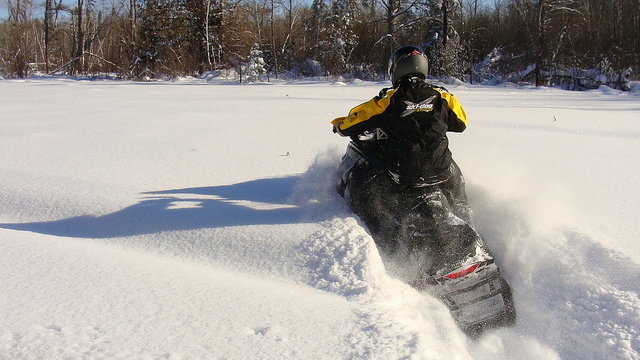 Frank Mutcher sledding in Whiteshell Provincial Park, Manitoba. 