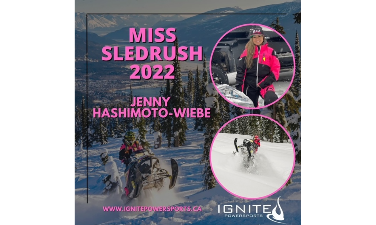 Jenny Hashimoto-Wiebe appears on a poster that labels her as Miss Sled Rush 2022.