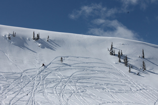 Two riders hill climbing in McBride, B.C.