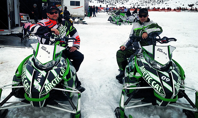 Brent and Jamie Pukas parked in the pits before a race. 