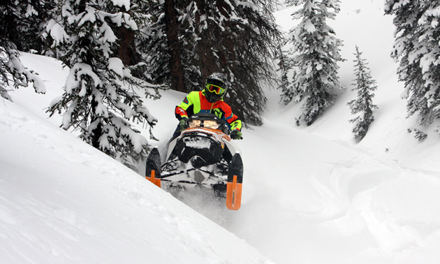 Bret Rasmussen sidehilling the 2017 Ski-Doo Rev Gen4 850