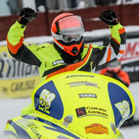 Cardell Potter fist pumps after his big win at Eagle River, Wisconsin. 