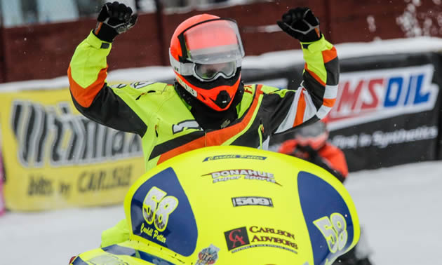 Cardell Potter fist pumps after his big win at Eagle River, Wisconsin. 