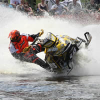 Chad Maki taking a turn in a watercross race. 