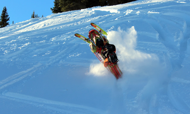 Sean Maxwell whips a shitty on a steep hill. 