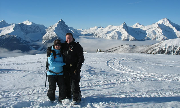 A couple on Frisby Ridge in Revelstoke. 