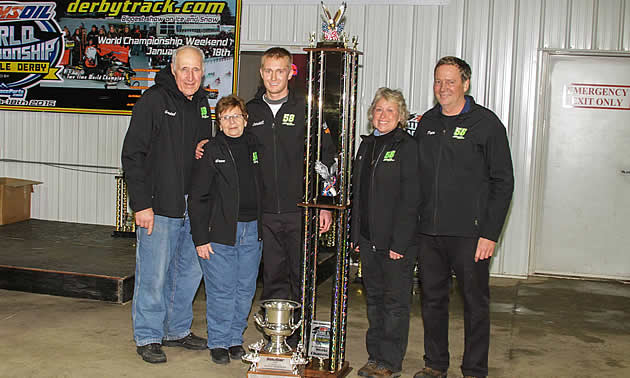 Cardell Potter and his parents and grandparents with the Eagle River trophy. 