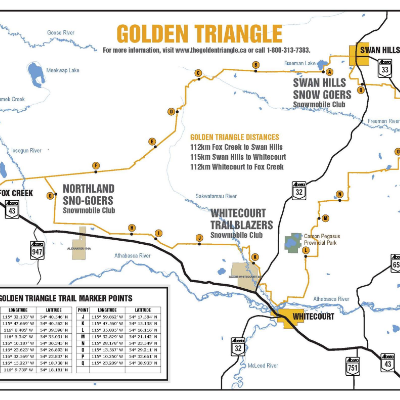A trail map of the Golden Triangle Trail