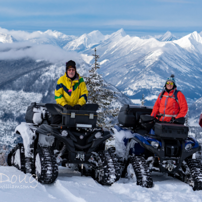 Doug and Val Williamson prefer ATVs with tracks to snowmobiles. 