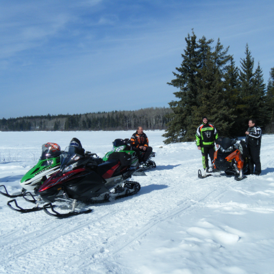 Snowmobilers enjoy trails near Cold Lake. The Iron Horse Trail runs over 300 kilometres of groomed trail from Cold Lake and Heinsburg in the east to Waskateneau in the west.
