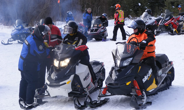 A large group of snowmobilers gathered for the SSA provincial festival. 