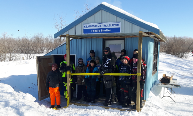 The Kelvington Junior Trailblazers built a family shelter together. 