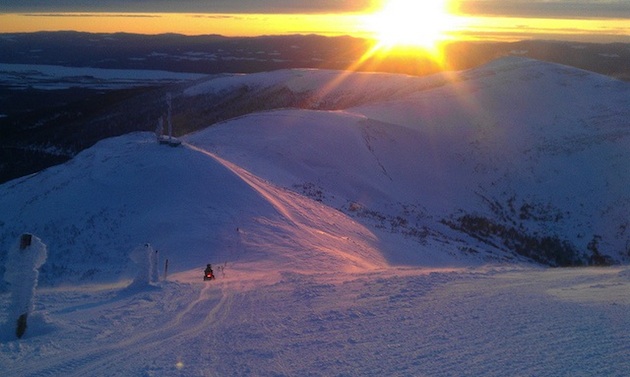 Riding into the sunset on Morfee Mountain near Mackenzie, B.C.