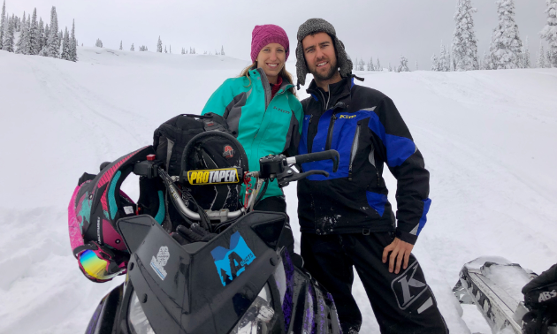 Sheldon Kelly has introduced his wife Julie Kelly to snowmobiling and she, in turn, teaches him to wakesurf in the summer.