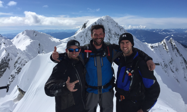 Sheldon Kelly (on the right) ascended Fisher Peak with best friends Tyler and Dan.