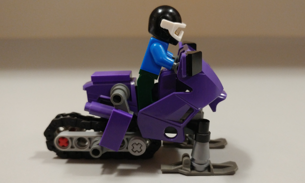 Side view of Lego snowmobile