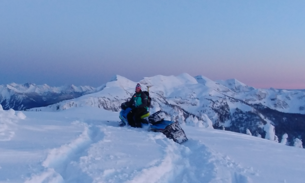 Teena Rumak sleds up high in the mountains. 