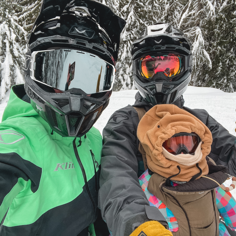 Gloria Cunningham and her husband take their daughter Sophia snowmobiling in Revelstoke, B.C. 