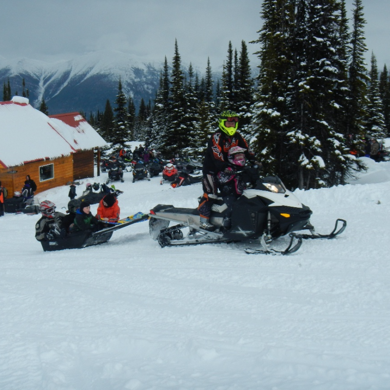 The McBride Big Country Snowmobile Association celebrates Family Day at the Lucille Cabin. 