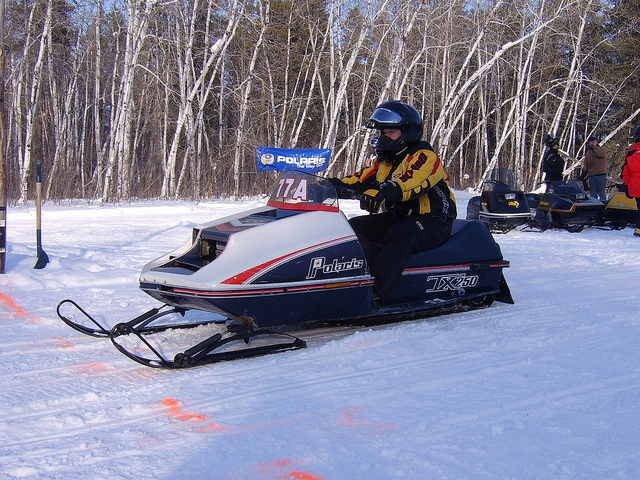 Betty Ladouceur on her sled at Nipawin, SK