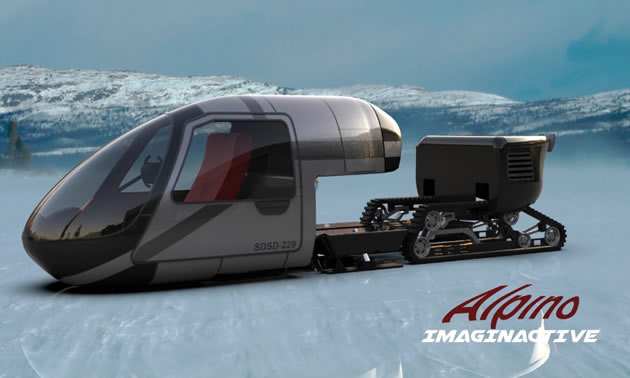 The Alpino is a concept for a recreational ice fishing snowmobile. 