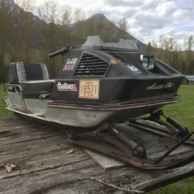 This vintage wildcat, an Arctic Cat Panther, was found on display in a local farmer's field - part of an estate sale. 