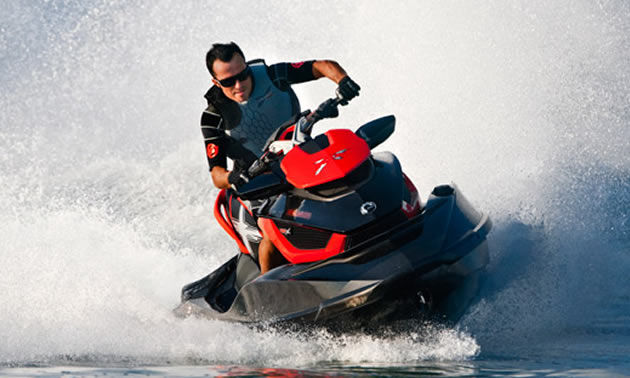Picture of rider on jetski.