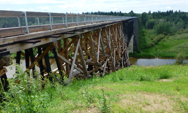 Beaver Trestle Bridge in Cold Lake, Alberta. Rebuilt in June 2016 after a fire.