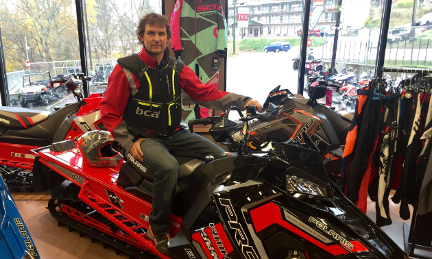 Aaron Seminoff of Main Jet Motorsports in Nelson won’t ride without a chest protector anymore. He is showing off the new BCA Float MTNPRO Vestairbag combo.