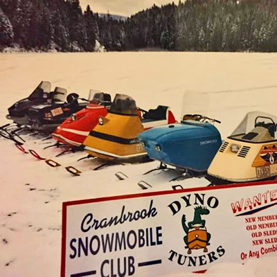 A line-up of vintage sleds. 
