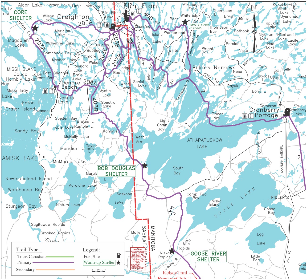 Greater Flin Flon area trail map.