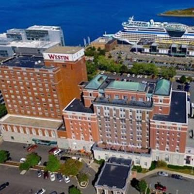 Aerial view of hotel in Halifax, Nova Scotia. 