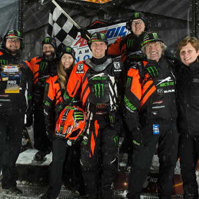 Team #68 celebrates their win at the podium! 