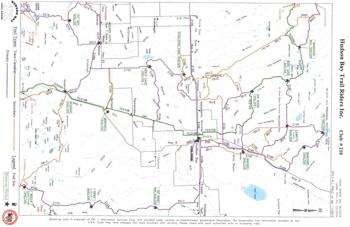 A map of Hudson Bay’s trail system.