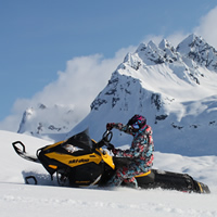 riding a snowmobile