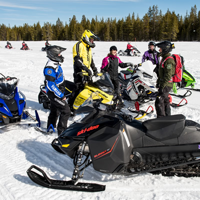 Group of snowmobilers. 