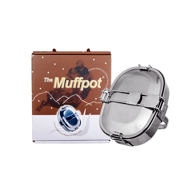 The original Muffpot by the company Muffpot. It is a food grade steel cooking pot for snowmobiles and ATVs.
