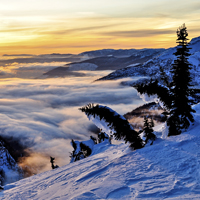 A view of the sunset from Turtle Mountain looking toward Eagle Pass.