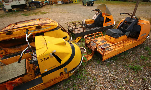 Yellow Ski-Doo Alpine snowmobile. 