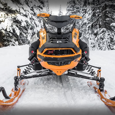 Picture of yellow and black snowmobile. 