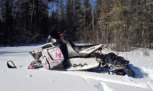 Tanya rides a 2014 Polaris Switchback Pro R 800.