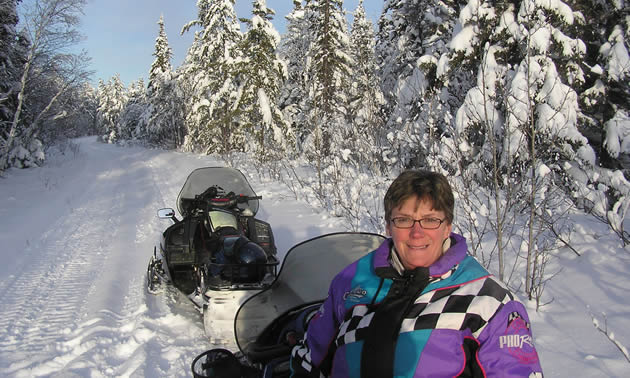 Robert Vipond's wife Shirley sledding near The Pas. 