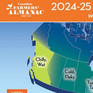 The Old Farmer’s Almanac weather map of Canada for winter 2023-2024. 