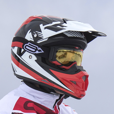 Red and black Arctiva Snowmobile Goggles. 