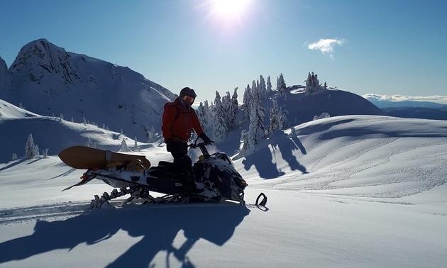 Snowmobiler in Blue River. 